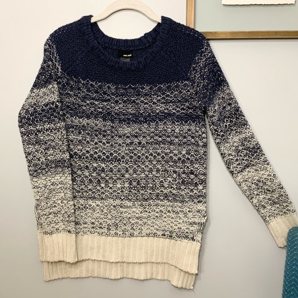 Navy and cream Knit Ombré Sweater